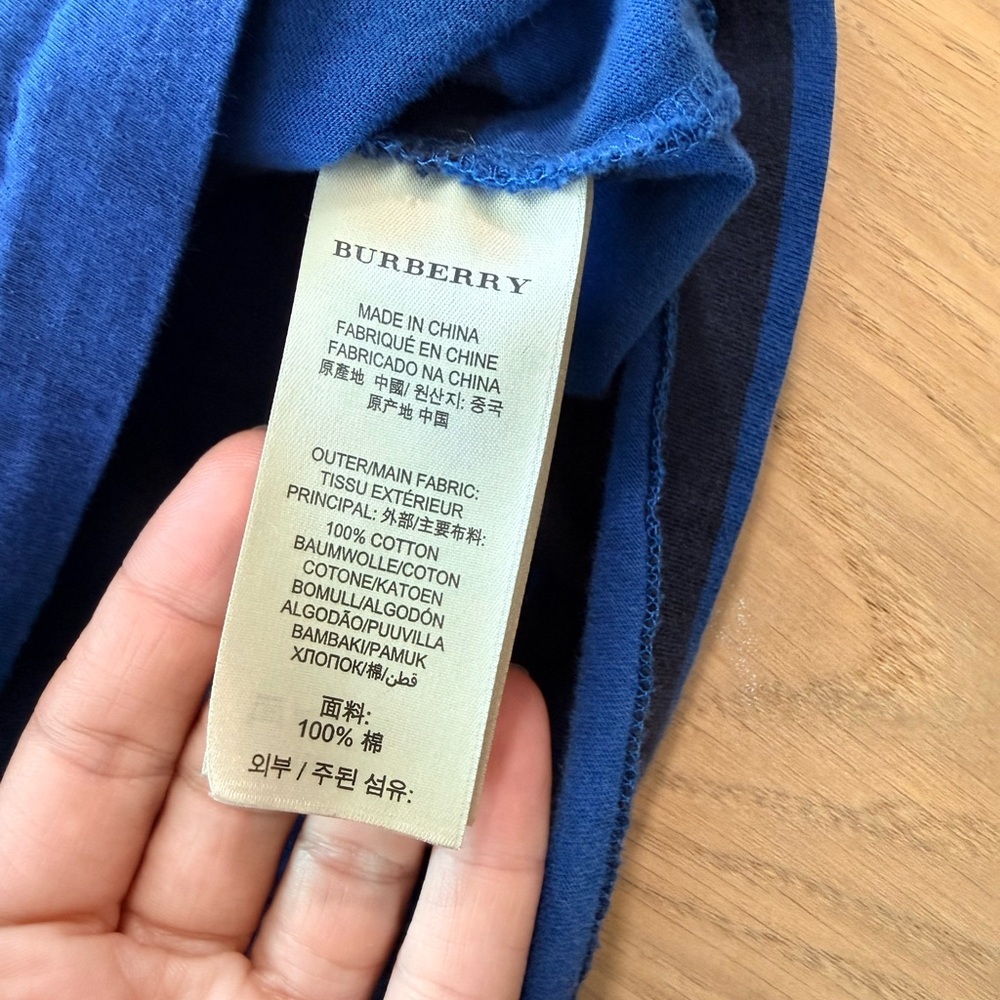 Burberry Brit Navy and Royal Blue Striped Shirt Tee XL - Picture 9 of 10